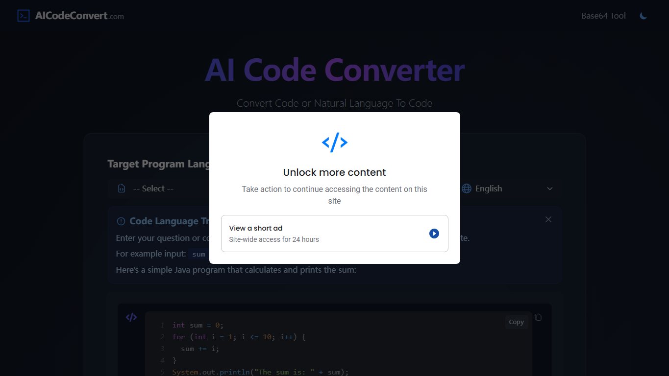 AI Code Converter 官网截图