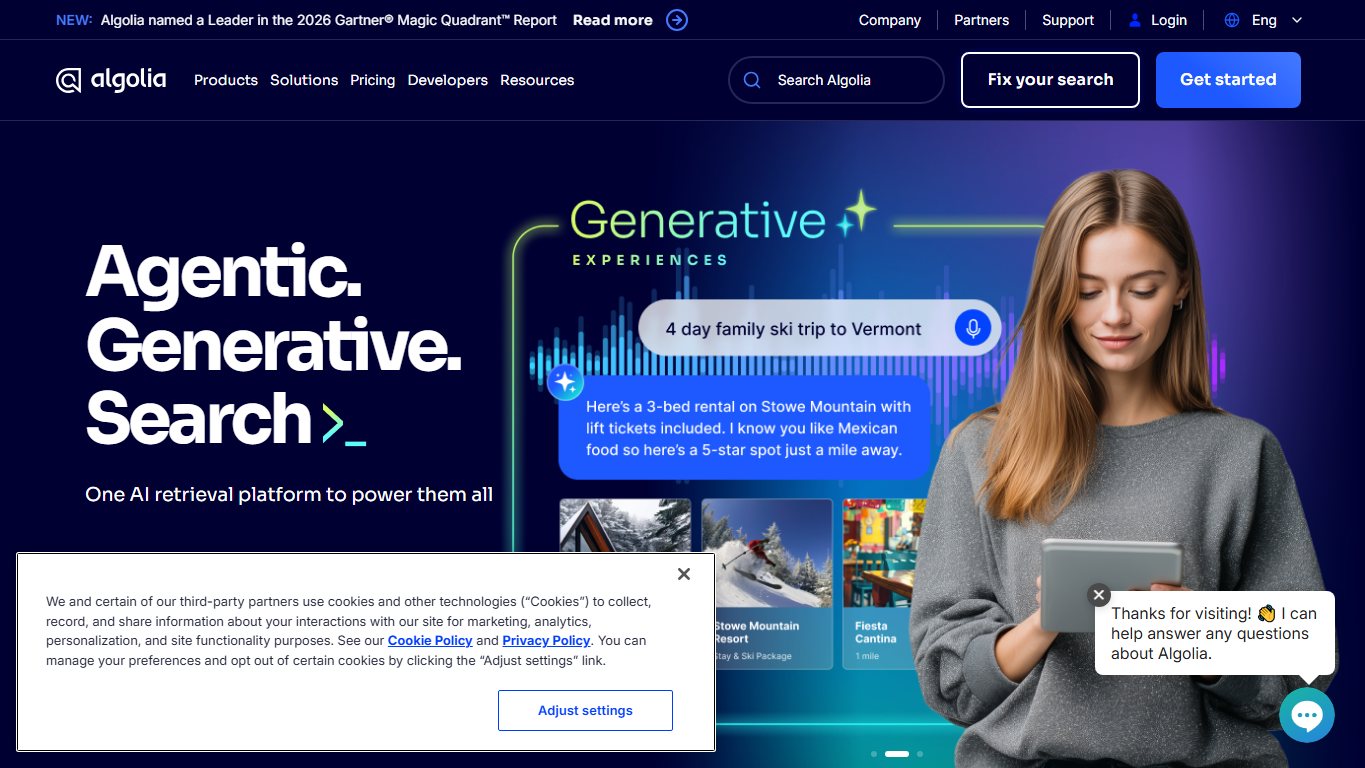 Algolia 官网截图