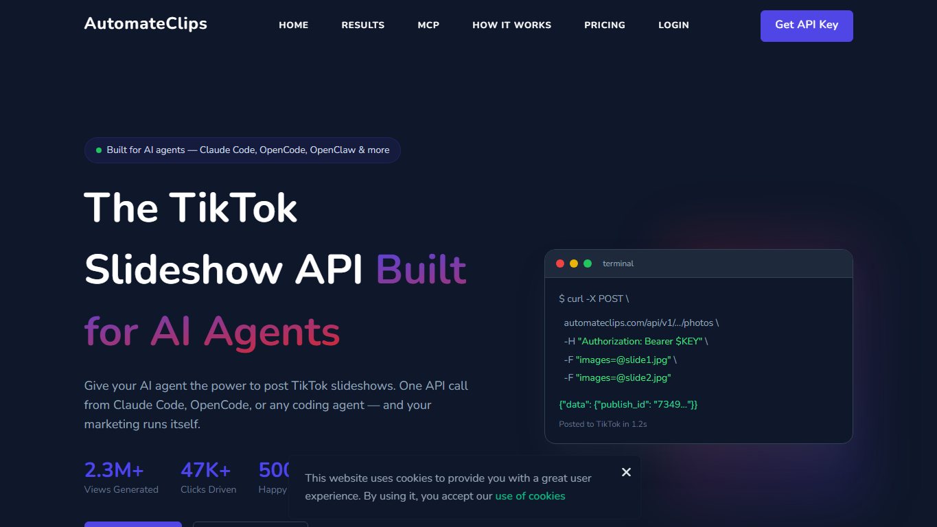 AutomateClips 官网截图