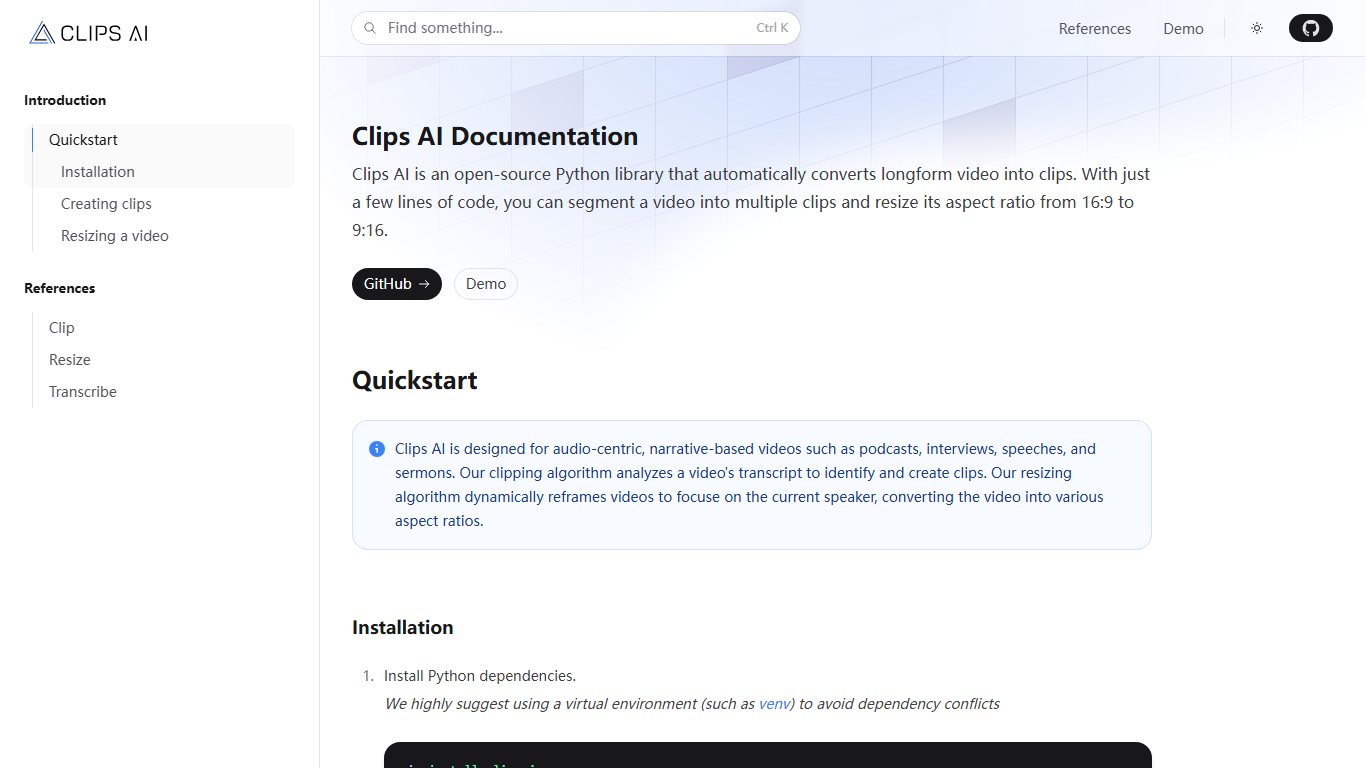 Clips AI 官网截图