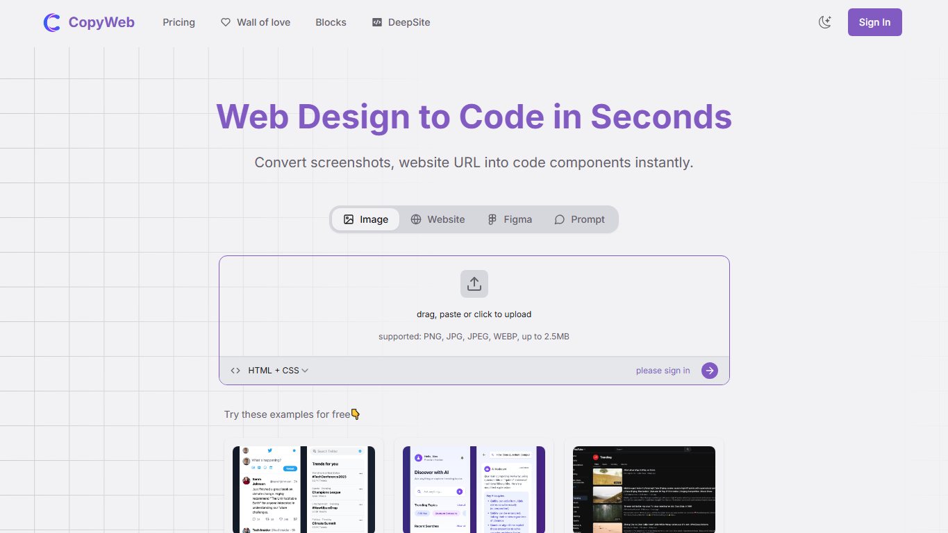 CopyWeb 官网截图
