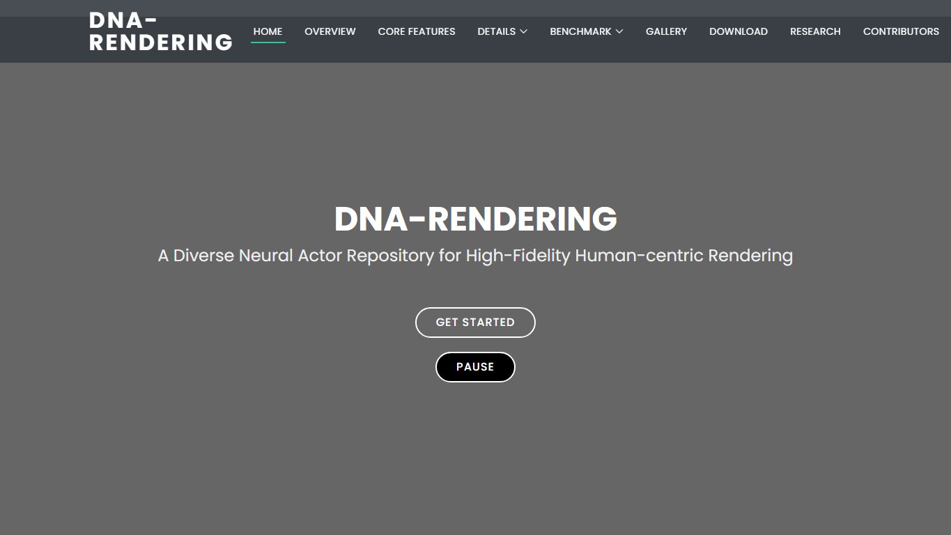DNA-RENDERING数字人库 官网截图