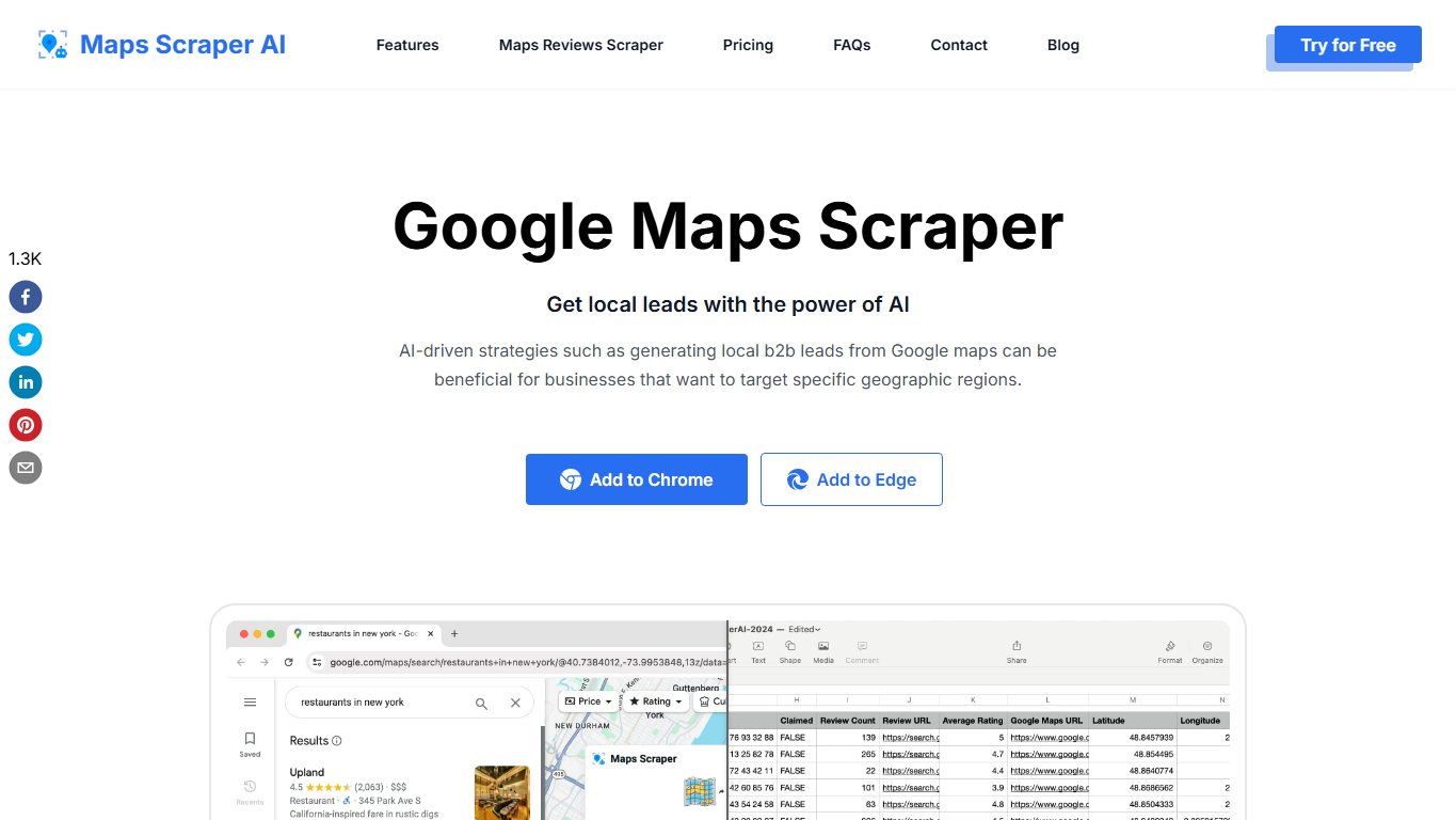 Google Maps Scraper AI 官网截图