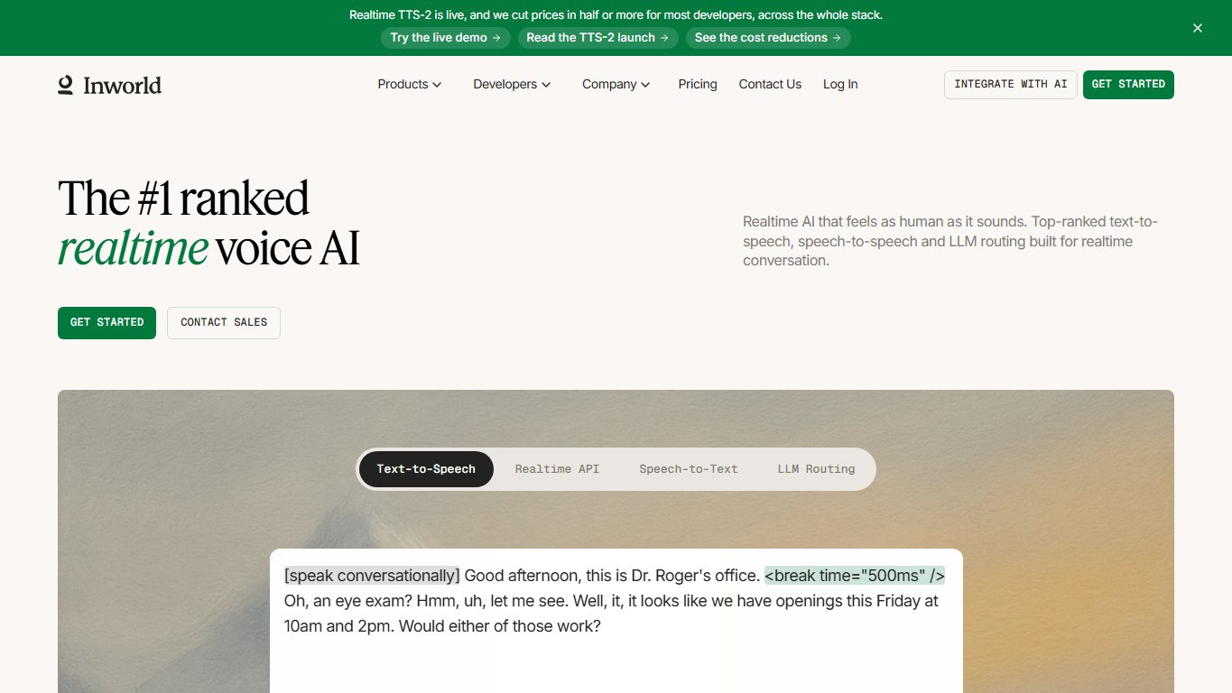 Inworld AI 官网截图