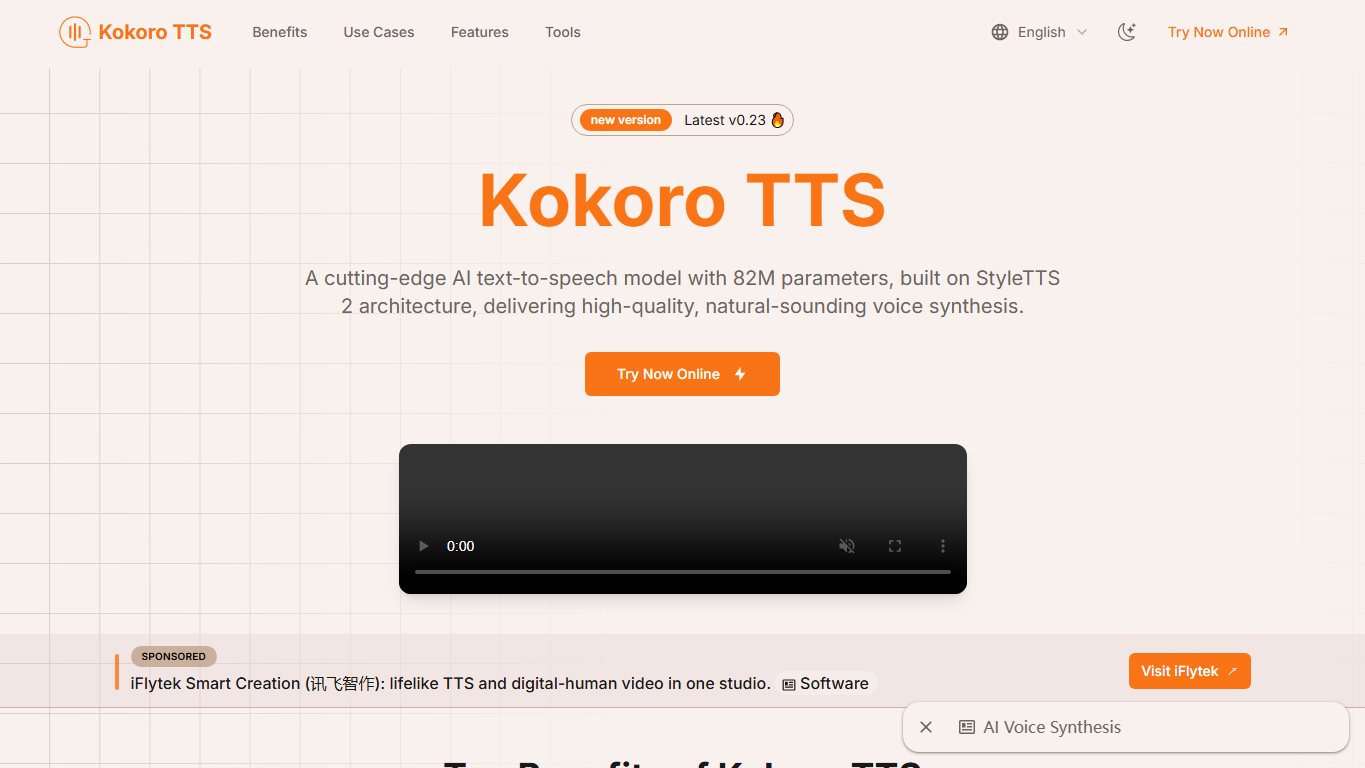 Kokoro TTS 官网截图