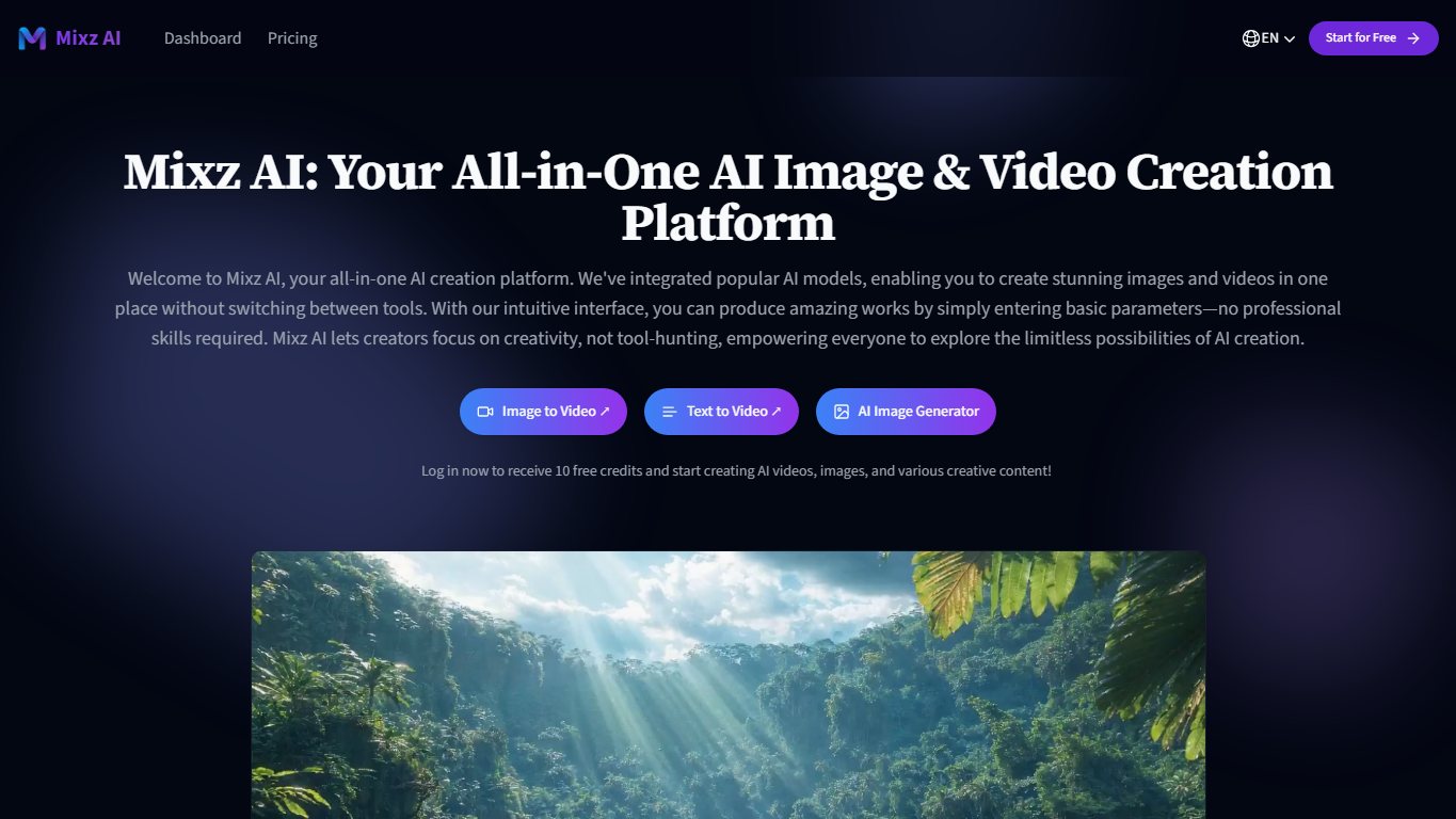 Mixz AI 官网截图
