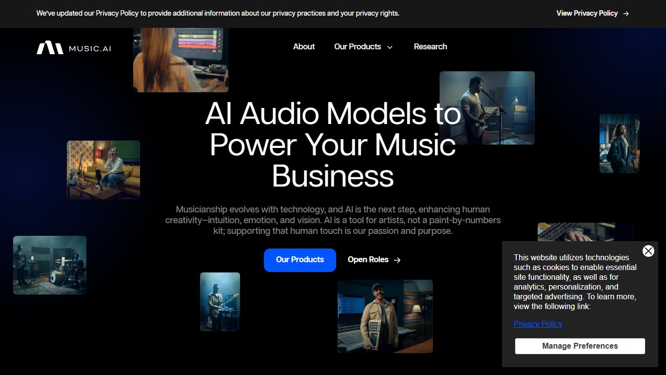 Music AI 官网截图