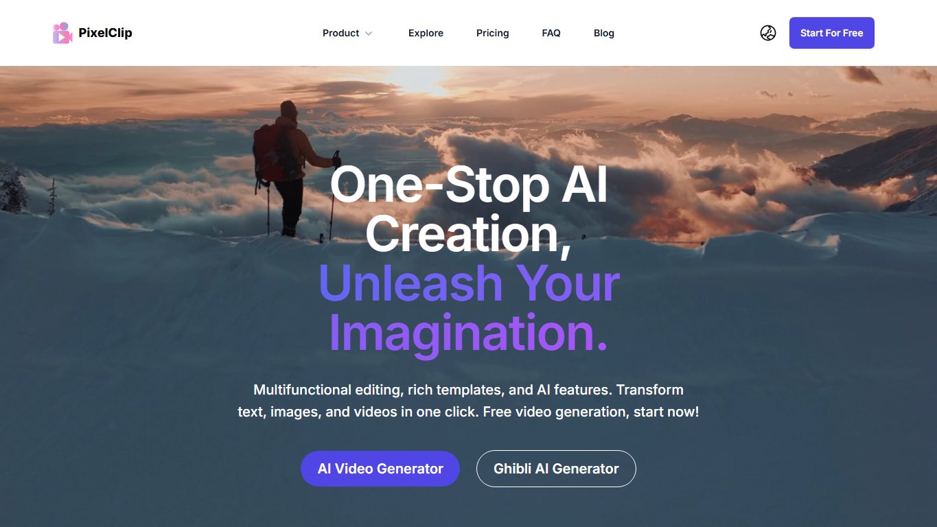 PixelClip AI 官网截图