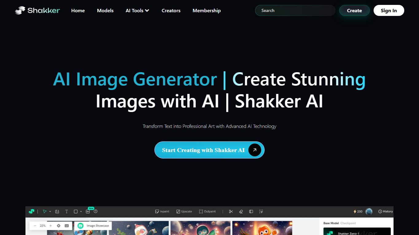 Shakker AI 官网截图
