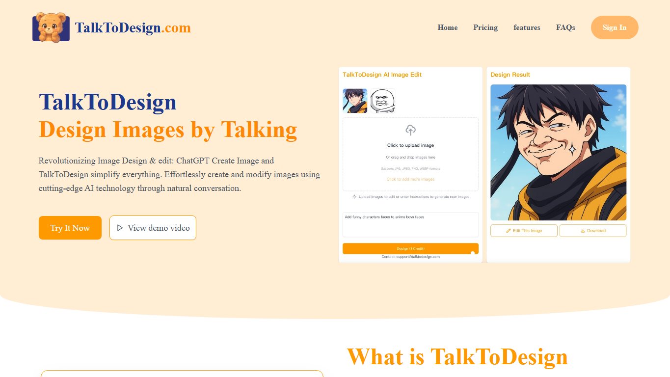 TalkToDesign 官网截图