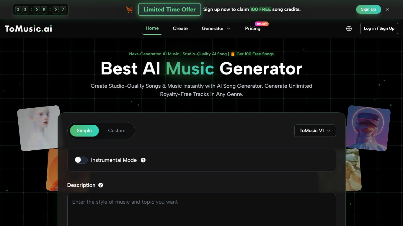 ToMusic.ai 官网截图