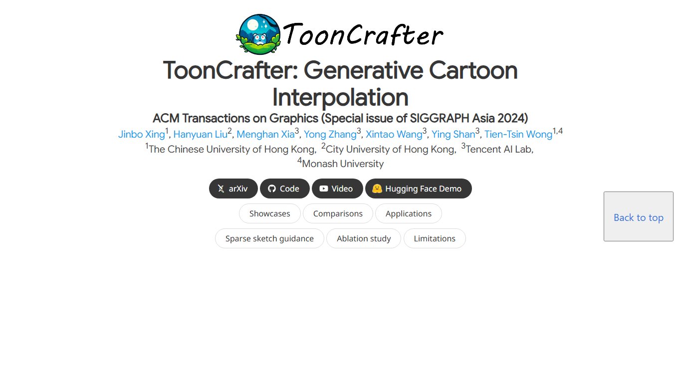 ToonCrafter 官网截图