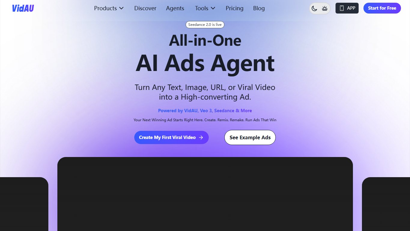 VidAU AI 官网截图
