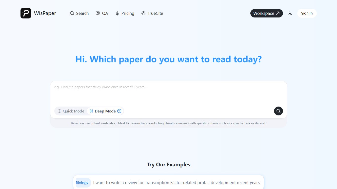 WisPaper AI 官网截图